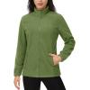 imageMAGCOMSEN Womens Fleece Jacket Zip Up Coat Lightweight Soft Warm Long Sleeve Jackets with Pockets for WinterArmy Green