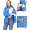 imageMAGCOMSEN Womens Fleece Jacket Zip Up Coat Lightweight Soft Warm Long Sleeve Jackets with Pockets for WinterAzure