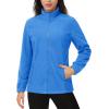 imageMAGCOMSEN Womens Fleece Jacket Zip Up Coat Lightweight Soft Warm Long Sleeve Jackets with Pockets for WinterAzure