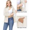 imageMAGCOMSEN Womens Fleece Jacket Zip Up Coat Lightweight Soft Warm Long Sleeve Jackets with Pockets for WinterBeige