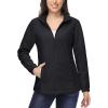 imageMAGCOMSEN Womens Fleece Jacket Zip Up Coat Lightweight Soft Warm Long Sleeve Jackets with Pockets for WinterBlack