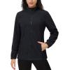 imageMAGCOMSEN Womens Fleece Jacket Zip Up Coat Lightweight Soft Warm Long Sleeve Jackets with Pockets for WinterBlack