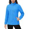 imageMAGCOMSEN Womens Fleece Jacket Zip Up Coat Lightweight Soft Warm Long Sleeve Jackets with Pockets for WinterBlue