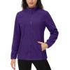 imageMAGCOMSEN Womens Fleece Jacket Zip Up Coat Lightweight Soft Warm Long Sleeve Jackets with Pockets for WinterDark Purple