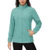 imageMAGCOMSEN Womens Fleece Jacket Zip Up Coat Lightweight Soft Warm Long Sleeve Jackets with Pockets for WinterGrey Green