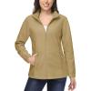 imageMAGCOMSEN Womens Fleece Jacket Zip Up Coat Lightweight Soft Warm Long Sleeve Jackets with Pockets for WinterKhaki