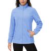 imageMAGCOMSEN Womens Fleece Jacket Zip Up Coat Lightweight Soft Warm Long Sleeve Jackets with Pockets for WinterLight Blue