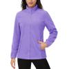 imageMAGCOMSEN Womens Fleece Jacket Zip Up Coat Lightweight Soft Warm Long Sleeve Jackets with Pockets for WinterLight Purple