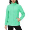 imageMAGCOMSEN Womens Fleece Jacket Zip Up Coat Lightweight Soft Warm Long Sleeve Jackets with Pockets for WinterMint Green