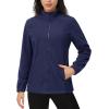 imageMAGCOMSEN Womens Fleece Jacket Zip Up Coat Lightweight Soft Warm Long Sleeve Jackets with Pockets for WinterNavy