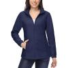 imageMAGCOMSEN Womens Fleece Jacket Zip Up Coat Lightweight Soft Warm Long Sleeve Jackets with Pockets for WinterNavy