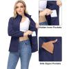 imageMAGCOMSEN Womens Fleece Jacket Zip Up Coat Lightweight Soft Warm Long Sleeve Jackets with Pockets for WinterNavy