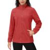 imageMAGCOMSEN Womens Fleece Jacket Zip Up Coat Lightweight Soft Warm Long Sleeve Jackets with Pockets for WinterOrange