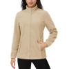 imageMAGCOMSEN Womens Fleece Jacket Zip Up Coat Lightweight Soft Warm Long Sleeve Jackets with Pockets for WinterPale Yellow