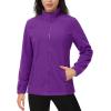 imageMAGCOMSEN Womens Fleece Jacket Zip Up Coat Lightweight Soft Warm Long Sleeve Jackets with Pockets for WinterPurple