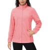 imageMAGCOMSEN Womens Fleece Jacket Zip Up Coat Lightweight Soft Warm Long Sleeve Jackets with Pockets for WinterWater Red
