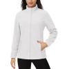 imageMAGCOMSEN Womens Fleece Jacket Zip Up Coat Lightweight Soft Warm Long Sleeve Jackets with Pockets for WinterWhite