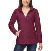 imageMAGCOMSEN Womens Fleece Jacket Zip Up Coat Lightweight Soft Warm Long Sleeve Jackets with Pockets for WinterWine Red