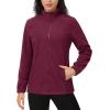 imageMAGCOMSEN Womens Fleece Jacket Zip Up Coat Lightweight Soft Warm Long Sleeve Jackets with Pockets for WinterWine Red