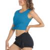 imageMAGCOMSEN Womens Sleeveless Workout Shirts UPF 80 Dry Fit Running Wicking Tank Tops Athletic Gym Summer TopsBlue Green