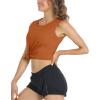 imageMAGCOMSEN Womens Sleeveless Workout Shirts UPF 80 Dry Fit Running Wicking Tank Tops Athletic Gym Summer TopsDark Orange