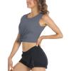 imageMAGCOMSEN Womens Sleeveless Workout Shirts UPF 80 Dry Fit Running Wicking Tank Tops Athletic Gym Summer TopsDary Grey