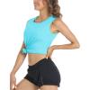 imageMAGCOMSEN Womens Sleeveless Workout Shirts UPF 80 Dry Fit Running Wicking Tank Tops Athletic Gym Summer TopsLight Lake Blue
