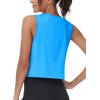 imageMAGCOMSEN Womens Workout Cropped Tops UPF 50 Athletic Running Tank Tops Sleeveless Gym Sports Muscle ShirtsSky Blue