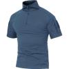 imageMAGCOMSEN Mens Tactical Military Shirts 14 Zip Short Sleeve Slim Fit Camo ShirtBlue Grey