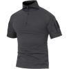 imageMAGCOMSEN Mens Tactical Military Shirts 14 Zip Short Sleeve Slim Fit Camo ShirtGrey