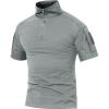 imageMAGCOMSEN Mens Tactical Military Shirts 14 Zip Short Sleeve Slim Fit Camo ShirtLight Grey