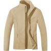 imageMAGCOMSEN Womens Fleece Jacket Zip Up Coat Lightweight Soft Warm Long Sleeve Jackets with Pockets for WinterLight Khaki