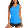 imageMAGCOMSEN Womens Sleeveless Workout Shirts UPF 80 Dry Fit Running Wicking Tank Tops Athletic Gym Summer TopsAzure