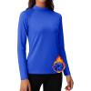 imageMAGCOMSEN Womens Thermal Shirts Mock Turtleneck Fleece Lined Long Sleeve Workout Underwear Base Layer Pullover TopsColour Blue