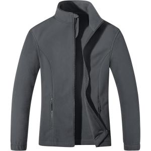 imageMAGCOMSEN Womens Fleece Jacket Zip Up Coat Lightweight Soft Warm Long Sleeve Jackets with Pockets for WinterDark Grey