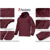 imageMAGCOMSEN Mens Tactical Jacket 7 Pockets Performance Fleece Lined Water Resistant Soft Shell Winter CoatsWine Red