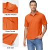 imageMAGCOMSEN Polo Shirts for Men with Pocket Short Sleeve Collared Golf Shirts Quick Dry Pique Performance Athletic SummerOrange