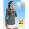 imageMAGCOMSEN Womens Long Sleeve Shirts 14 Zip Pullover UPF 50 Sun Protection Quick Dry Hiking Athletic Workout TopsLight Grey