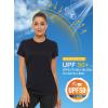 imageMAGCOMSEN Womens Short Sleeve TShirts UPF 50 Sun Protection Quick Dry Athletic Running Workout Rash Guard TopsBlack