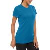 imageMAGCOMSEN Womens Short Sleeve TShirts UPF 50 Sun Protection Quick Dry Athletic Running Workout Rash Guard TopsBlue Green