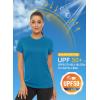 imageMAGCOMSEN Womens Short Sleeve TShirts UPF 50 Sun Protection Quick Dry Athletic Running Workout Rash Guard TopsBlue Green