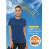 imageMAGCOMSEN Womens Short Sleeve TShirts UPF 50 Sun Protection Quick Dry Athletic Running Workout Rash Guard TopsBlue Grey