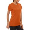 imageMAGCOMSEN Womens Short Sleeve TShirts UPF 50 Sun Protection Quick Dry Athletic Running Workout Rash Guard TopsDark Orange