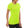 imageMAGCOMSEN Womens Short Sleeve TShirts UPF 50 Sun Protection Quick Dry Athletic Running Workout Rash Guard TopsFluorescent Green