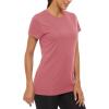imageMAGCOMSEN Womens Short Sleeve TShirts UPF 50 Sun Protection Quick Dry Athletic Running Workout Rash Guard TopsGrey Pink