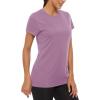 imageMAGCOMSEN Womens Short Sleeve TShirts UPF 50 Sun Protection Quick Dry Athletic Running Workout Rash Guard TopsGrey Pruple