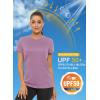 imageMAGCOMSEN Womens Short Sleeve TShirts UPF 50 Sun Protection Quick Dry Athletic Running Workout Rash Guard TopsGrey Pruple