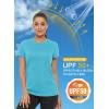 imageMAGCOMSEN Womens Short Sleeve TShirts UPF 50 Sun Protection Quick Dry Athletic Running Workout Rash Guard TopsIce Blue