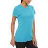 imageMAGCOMSEN Womens Short Sleeve TShirts UPF 50 Sun Protection Quick Dry Athletic Running Workout Rash Guard TopsIce Blue