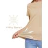 imageMAGCOMSEN Womens Short Sleeve TShirts UPF 50 Sun Protection Quick Dry Athletic Running Workout Rash Guard TopsLight Apricot